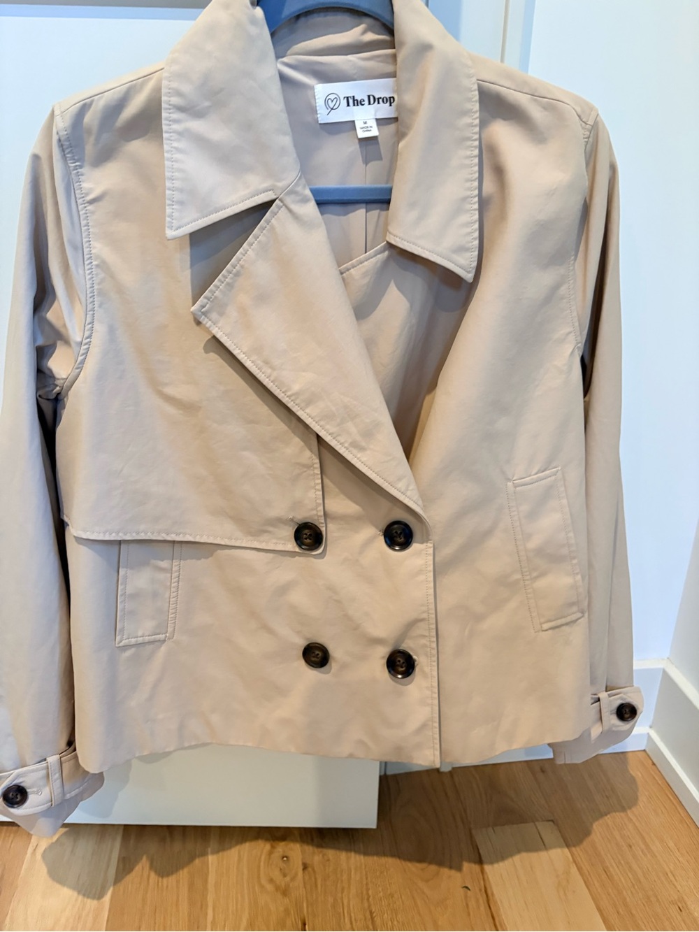 The Drop Mara cropped trench coat jacket M Medium women's - Picture 2 of 4